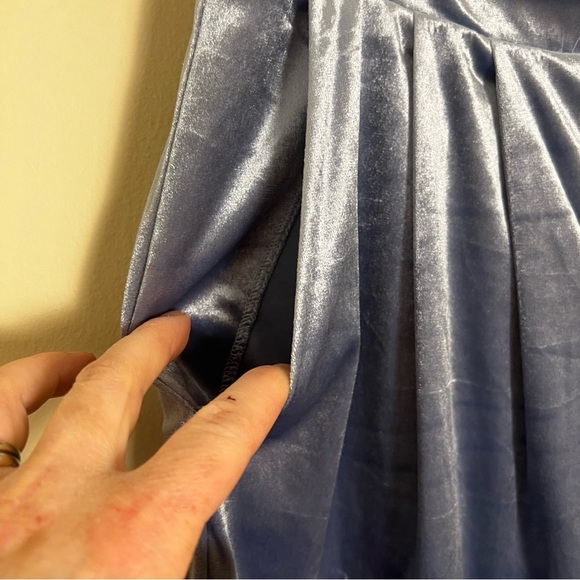 Christian Lacroix NWT Steel Blue Velvet Wide Leg High Waisted Pants Size Medium - Picture 5 of 10